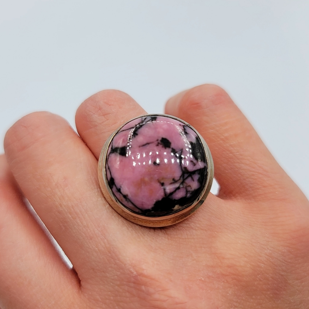 Large Rhodonite Sterling Silver Ring - image 1